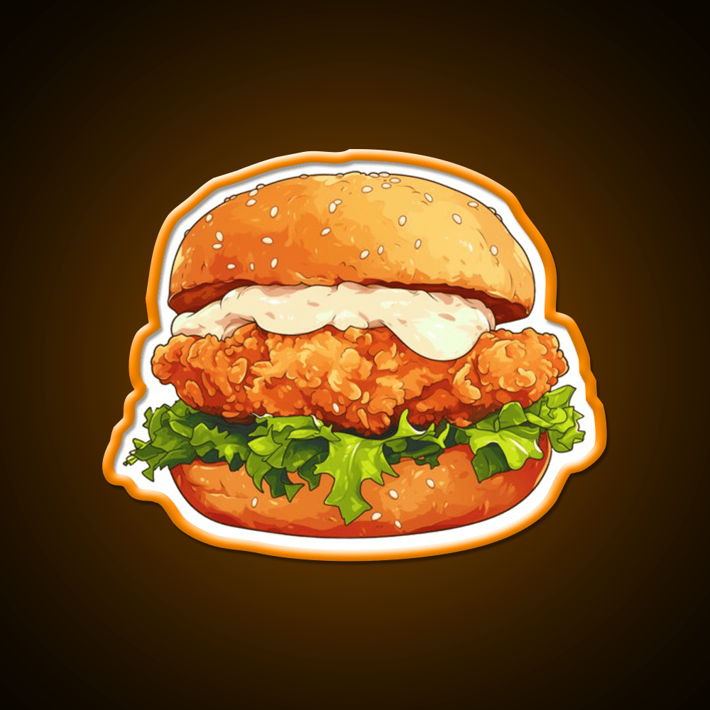 Chicken Burger Fast Food Led Neon Sign For Burger Place Rgb Color - Shineneon