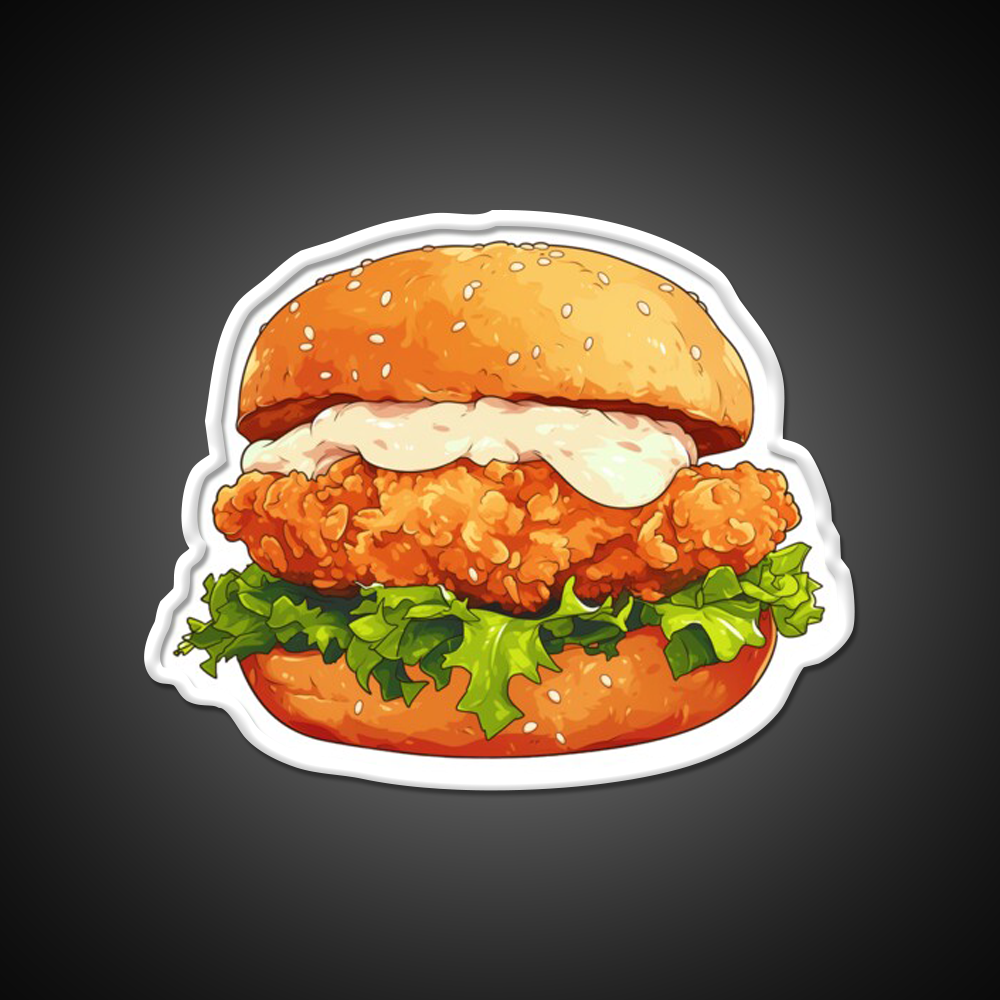 Chicken Burger Fast Food Led Neon Sign For Burger Place Rgb Color