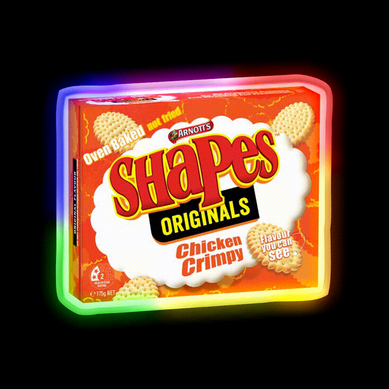 Chicken Crimpy Shapes Snack Food Led Neon Sign Rgb Color - LED neon sign close-up detail