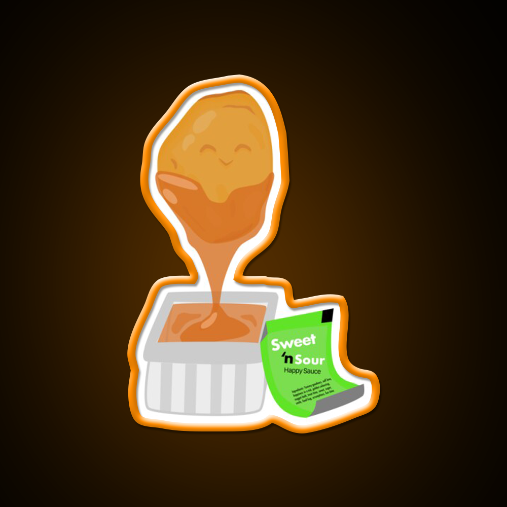 Chicken Nugget Sweet N Sour Sauce Fast Food Led Neon Sign For Burger Place Rgb Color