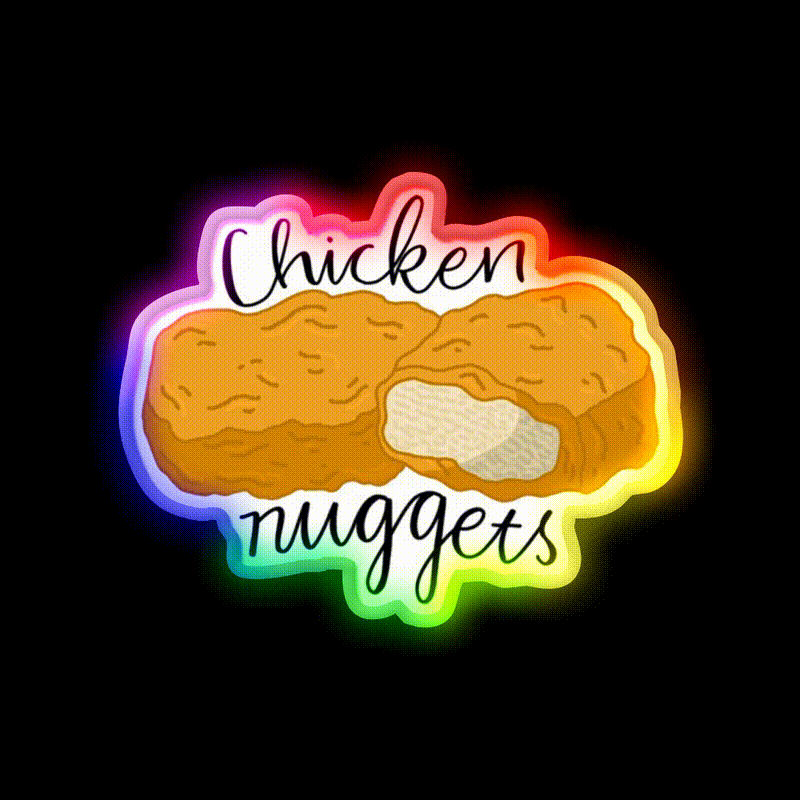 Chicken Nuggets Fast Food Led Neon Sign For Burger Place Wall Art Rgb Color