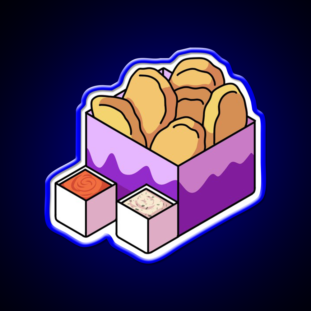 Chicken Nuggets Fast Food Led Neon Sign For Burger Place Wall Decor Rgb Color