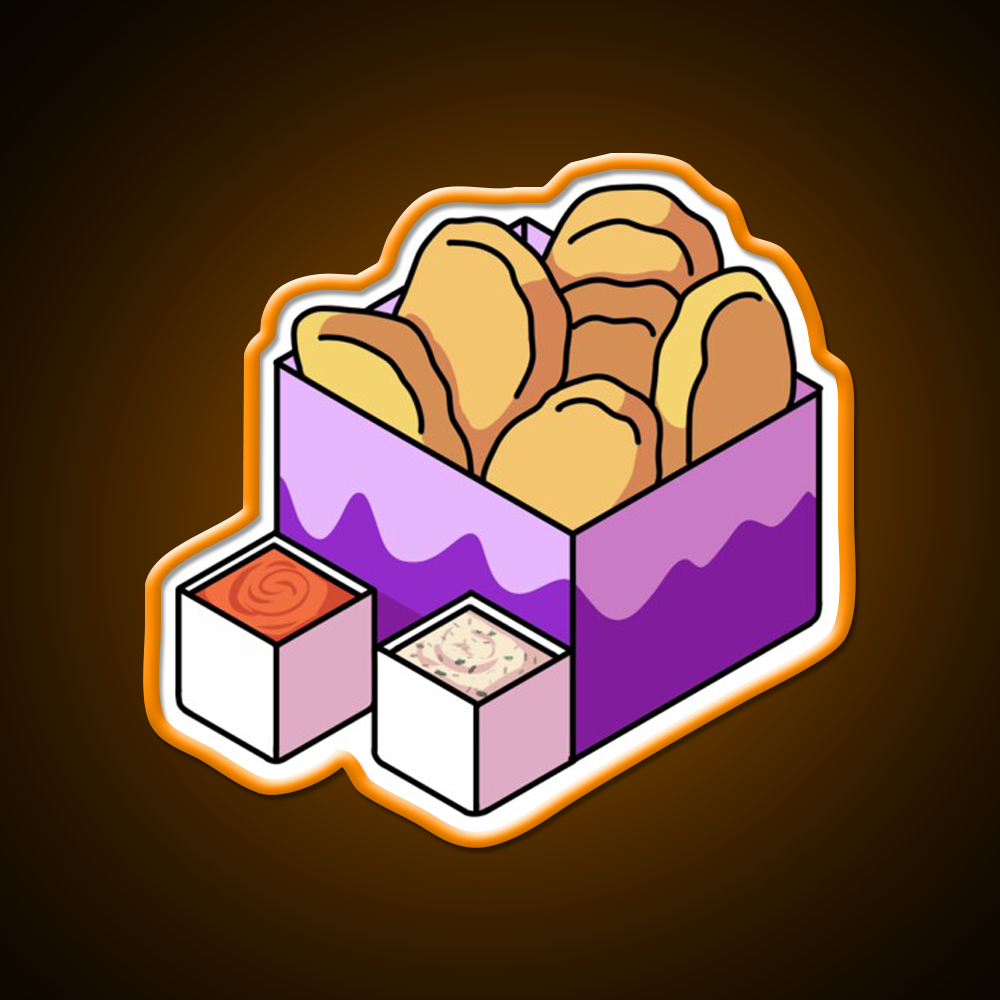 Chicken Nuggets Fast Food Led Neon Sign For Burger Place Wall Decor Rgb Color