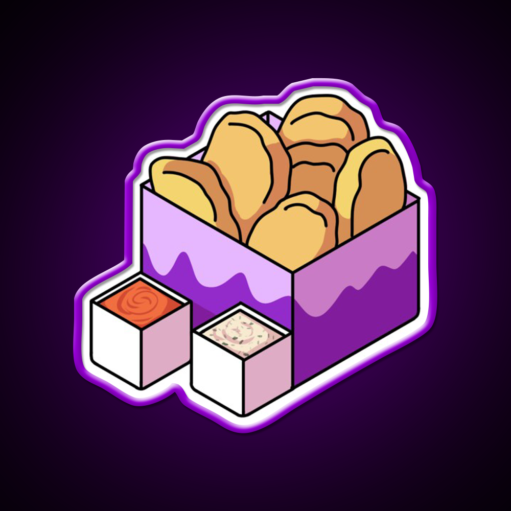 Chicken Nuggets Fast Food Led Neon Sign For Burger Place Wall Decor Rgb Color