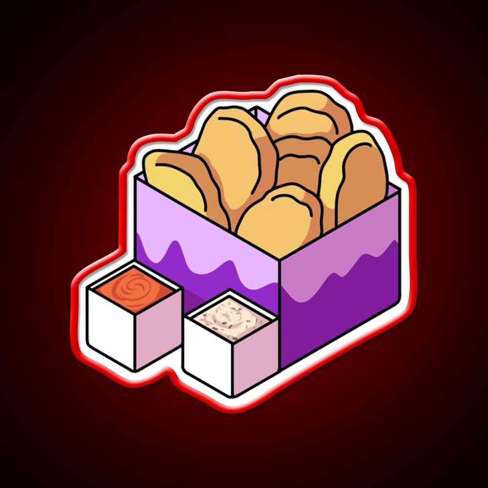 Chicken Nuggets Fast Food Led Neon Sign For Burger Place Wall Decor Rgb Color