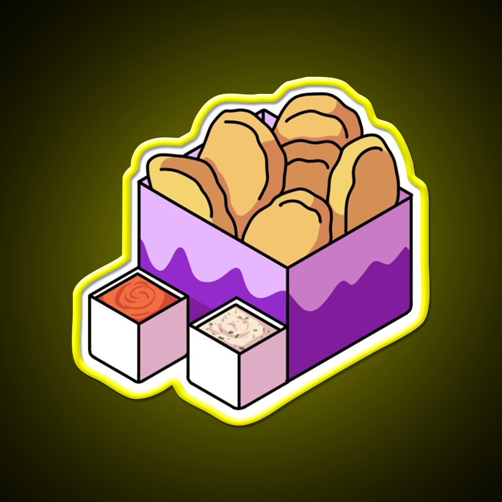 Chicken Nuggets Fast Food Led Neon Sign For Burger Place Wall Decor Rgb Color