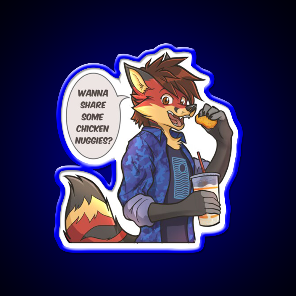 Chicken Nuggies Toku Furry Fox Fast Food Led Neon Sign For Burger Place Rgb Color