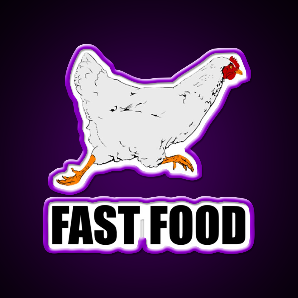 Chicken Running Fast Food Led Neon Sign For Burger Place Rgb Color