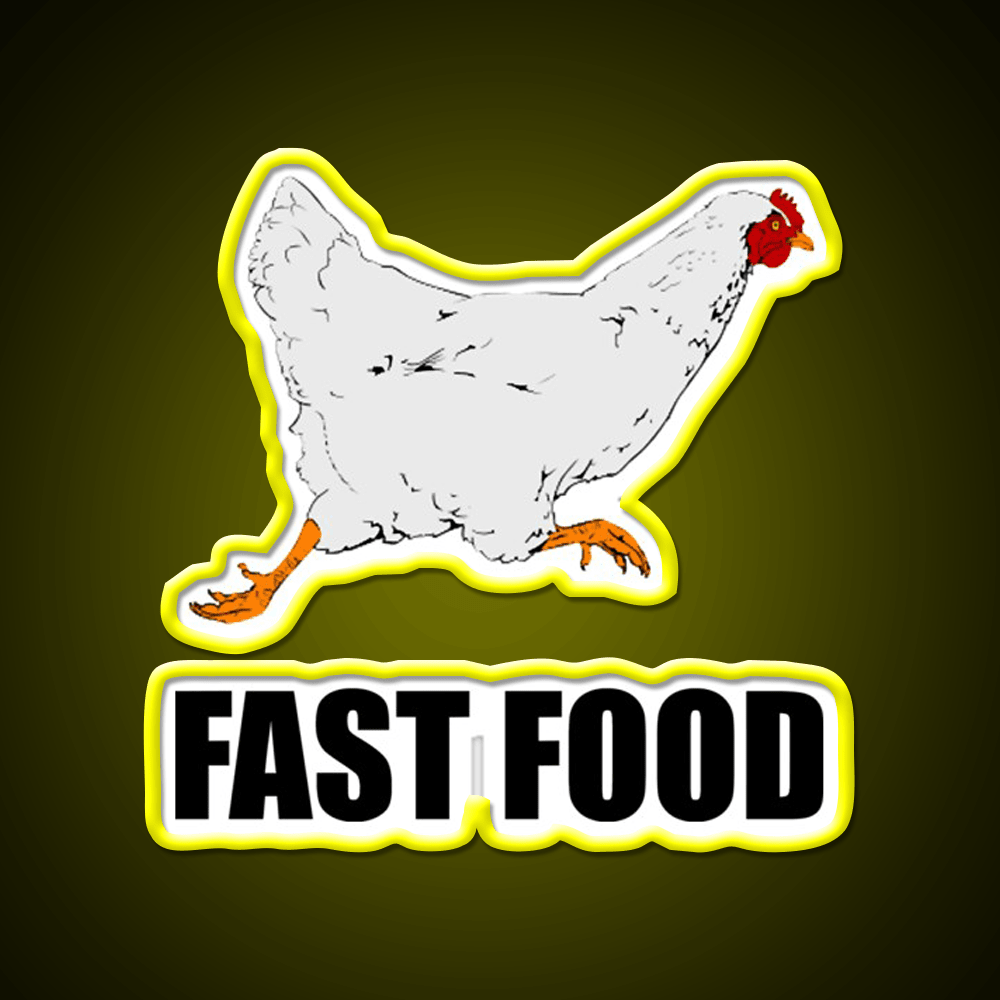 Chicken Running Fast Food Led Neon Sign For Burger Place Rgb Color - Shineneon