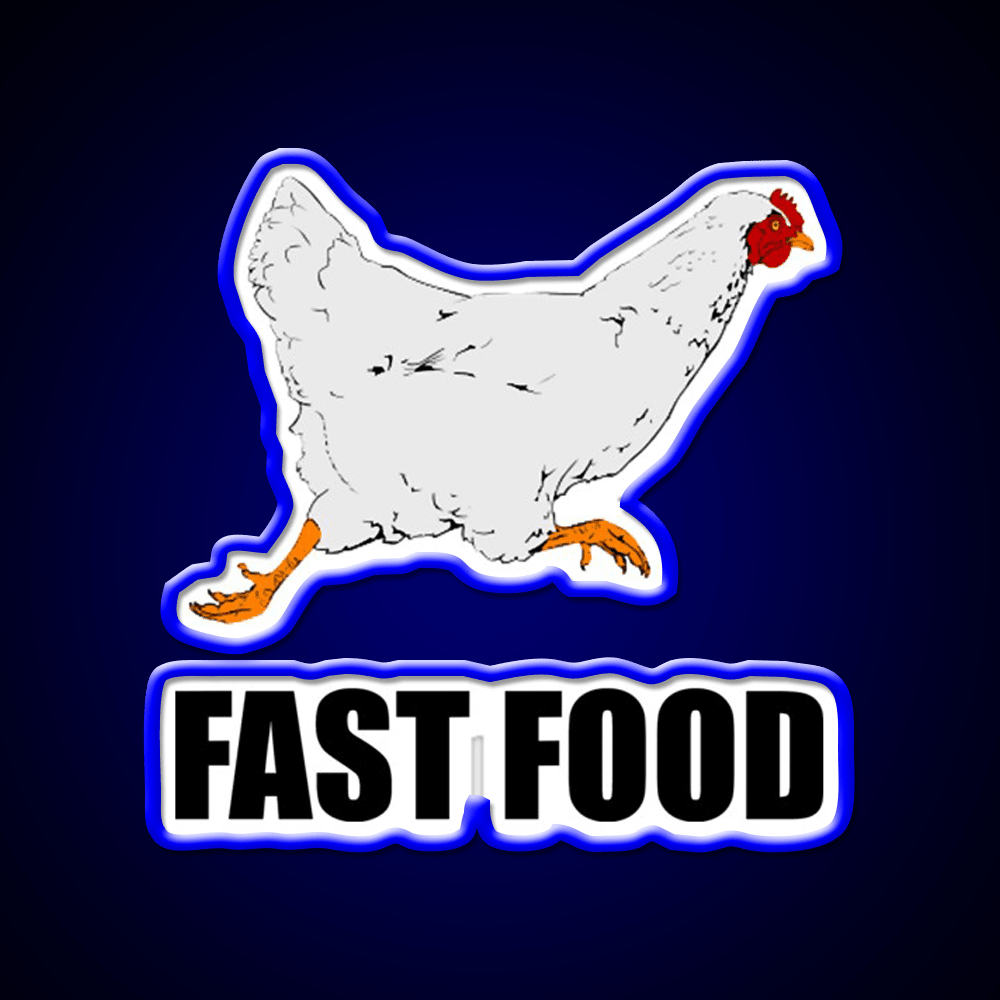 Chicken Running Fast Food Led Neon Sign For Burger Place Rgb Color - Shineneon