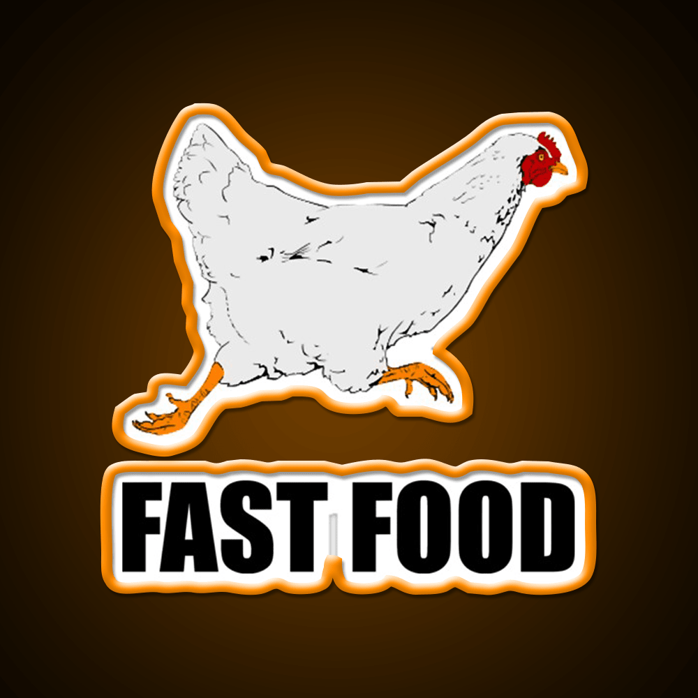 Chicken Running Fast Food Led Neon Sign For Burger Place Rgb Color - Shineneon