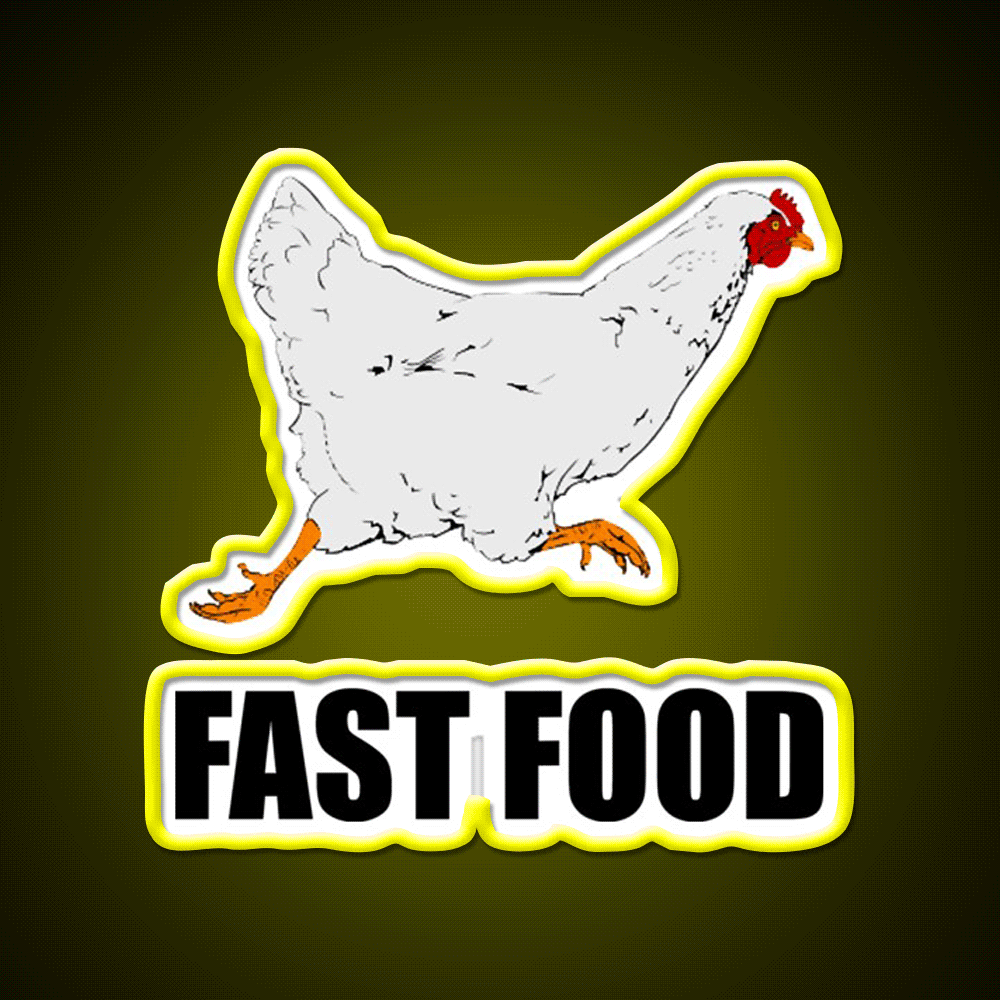 Chicken Running Fast Food Led Neon Sign For Burger Place Rgb Color