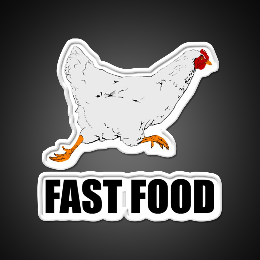 Chicken Running Fast Food Led Neon Sign For Burger Place Rgb Color