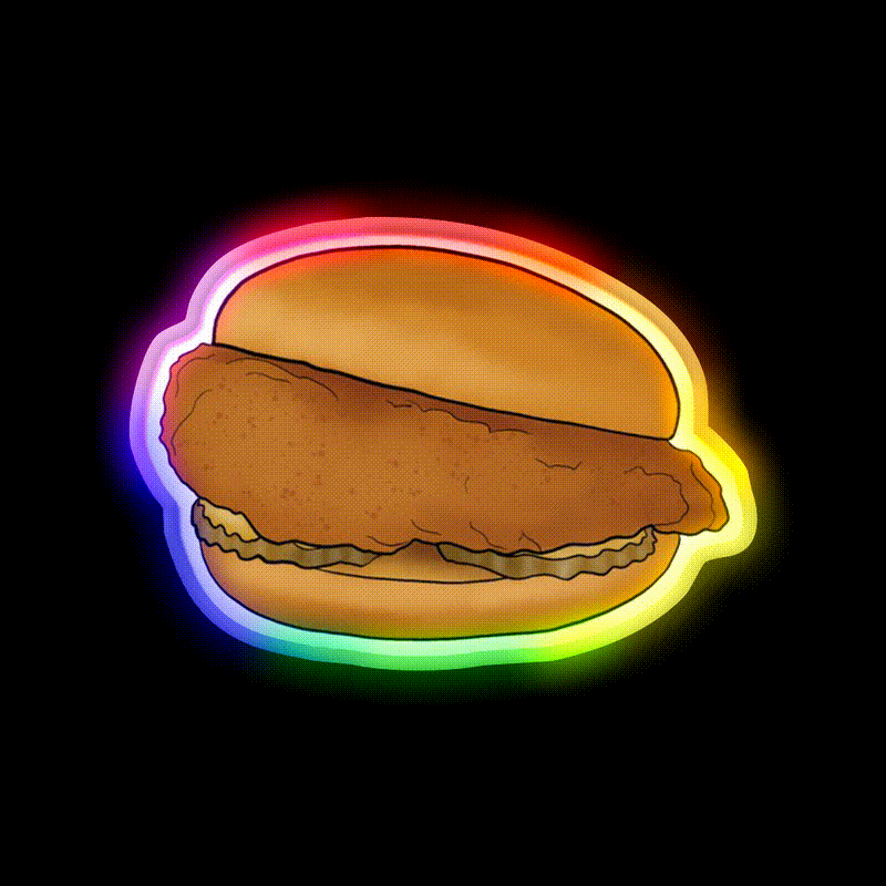 Chicken Sandwich Fast Food Led Neon Sign For Burger Place Rgb Color