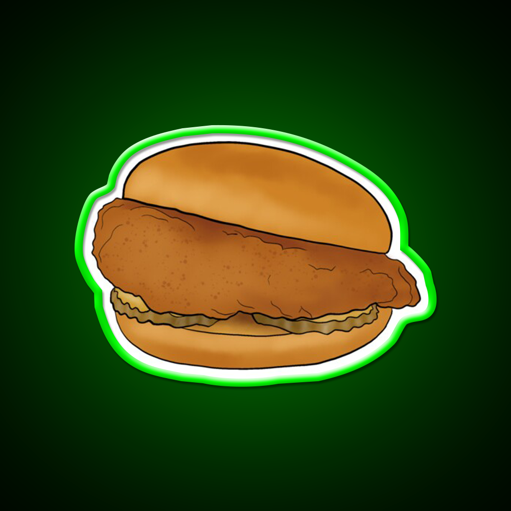 Chicken Sandwich Fast Food Led Neon Sign For Burger Place Rgb Color