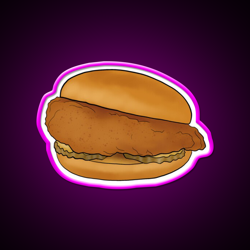 Chicken Sandwich Fast Food Led Neon Sign For Burger Place Rgb Color