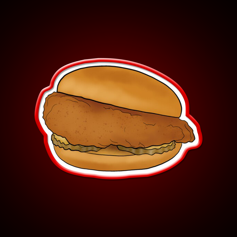 Chicken Sandwich Fast Food Led Neon Sign For Burger Place Rgb Color