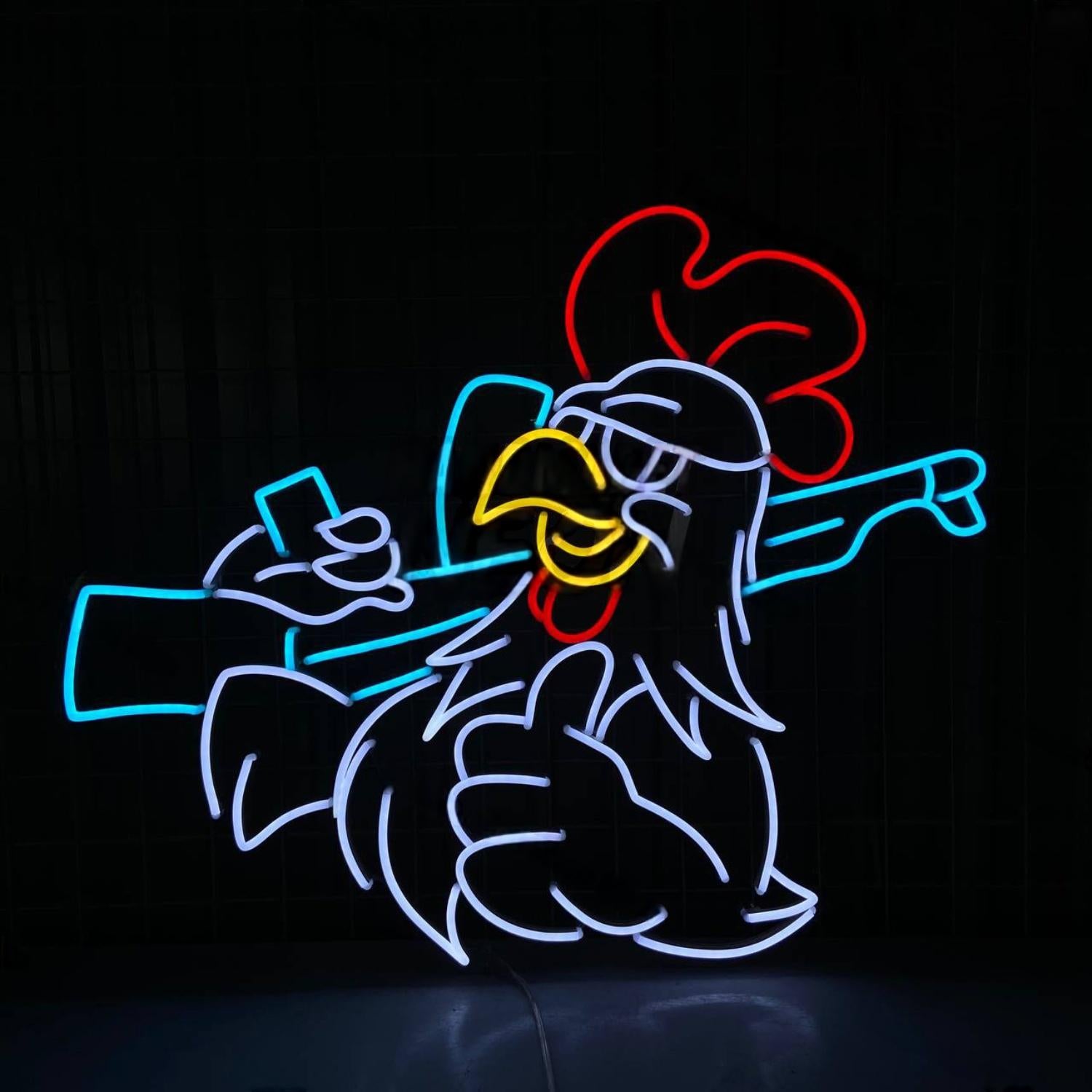 Chicken Shooting Led Sign Room Wall Deco | Shineneon