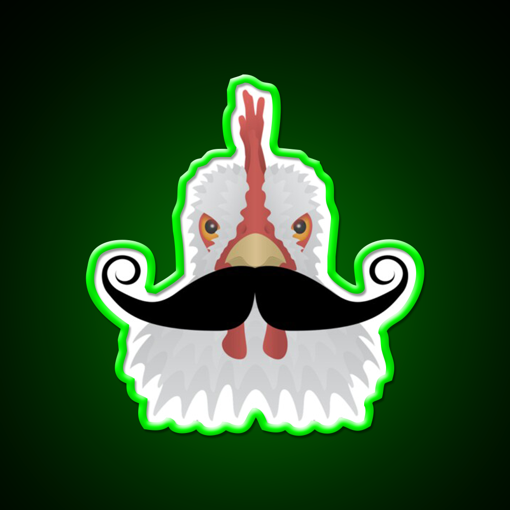 Chicken With A Moustache Fast Food Led Neon Sign For Burger Place Rgb Color