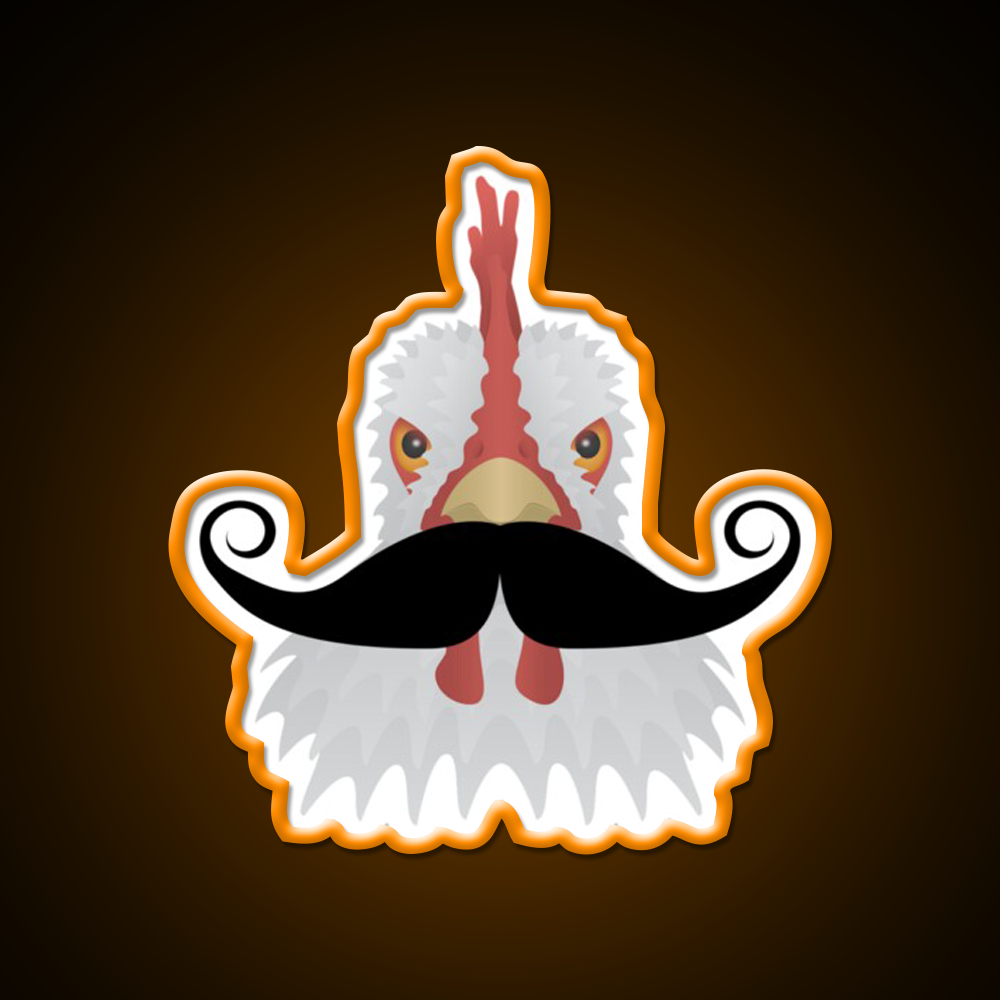 Chicken With A Moustache Fast Food Led Neon Sign For Burger Place Rgb Color