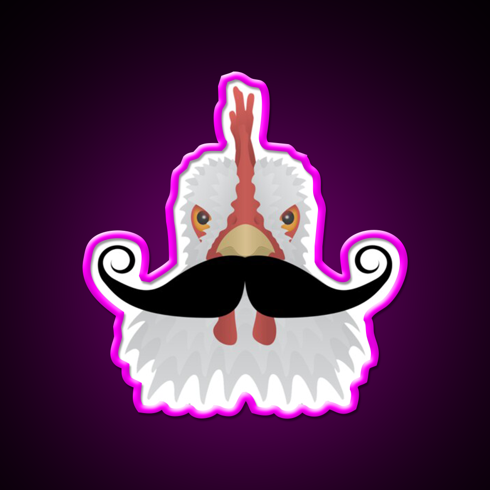 Chicken With A Moustache Fast Food Led Neon Sign For Burger Place Rgb Color