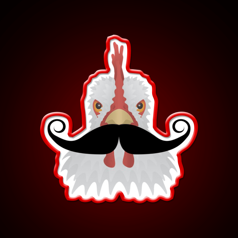 Chicken With A Moustache Fast Food Led Neon Sign For Burger Place Rgb Color - Shineneon