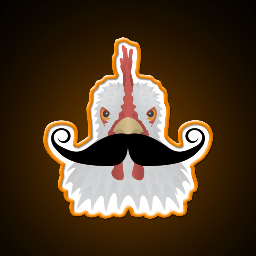 Chicken With A Moustache Fast Food Led Neon Sign For Burger Place Rgb Color - Shineneon