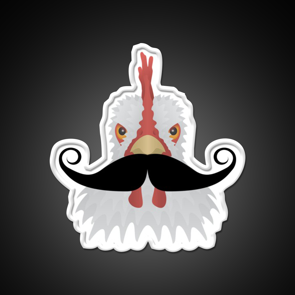 Chicken With A Moustache Fast Food Led Neon Sign For Burger Place Rgb Color