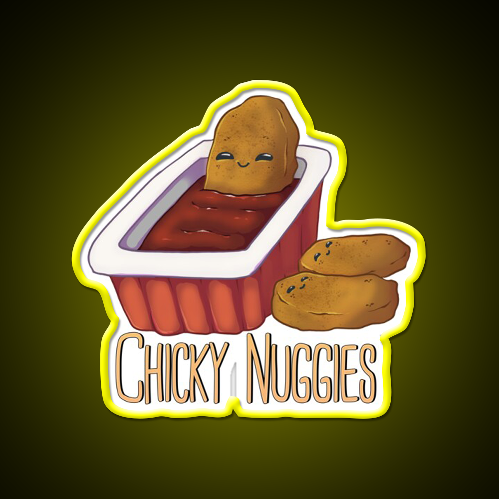 Chicky Nuggies Fast Food Led Neon Sign For Burger Place Rgb Color