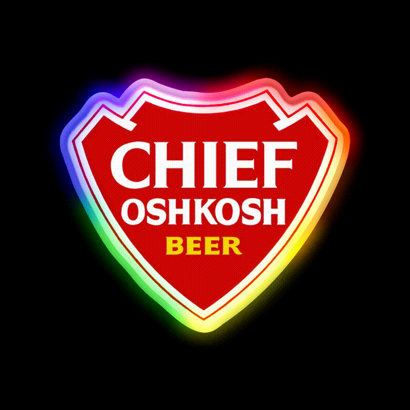 Chief Oshkosh 1970S Arrowhead Design Beer Bar Decor Led Neon Sign Rgb Color - LED neon sign close-up detail