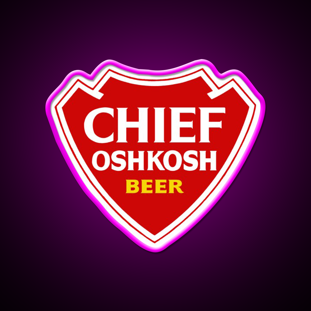 Chief Oshkosh 1970S Arrowhead Design Beer Bar Decor Led Neon Sign Rgb Color - Neon sign mounted on wall in room