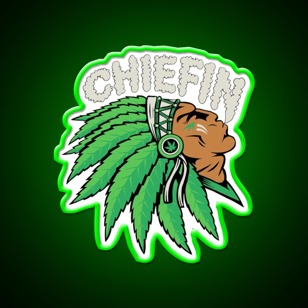 Chiefin Hemp Inspired Green Leaf Led Neon Sign 420 Neon Decor Rgb Color - Shineneon