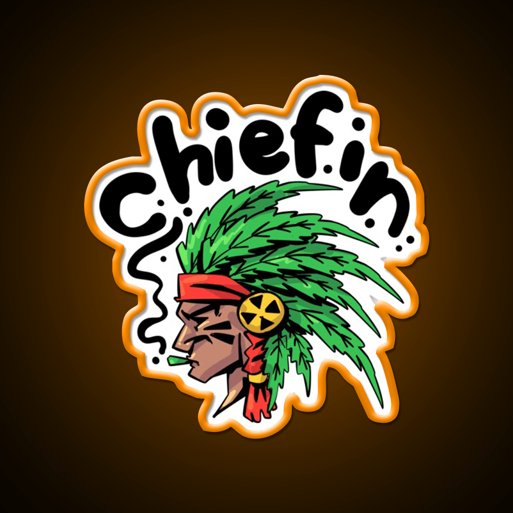 Chiefin Weed Native Hemp Inspired Green Leaf Led Neon Sign 420 Neon Decor Rgb Color - Shineneon
