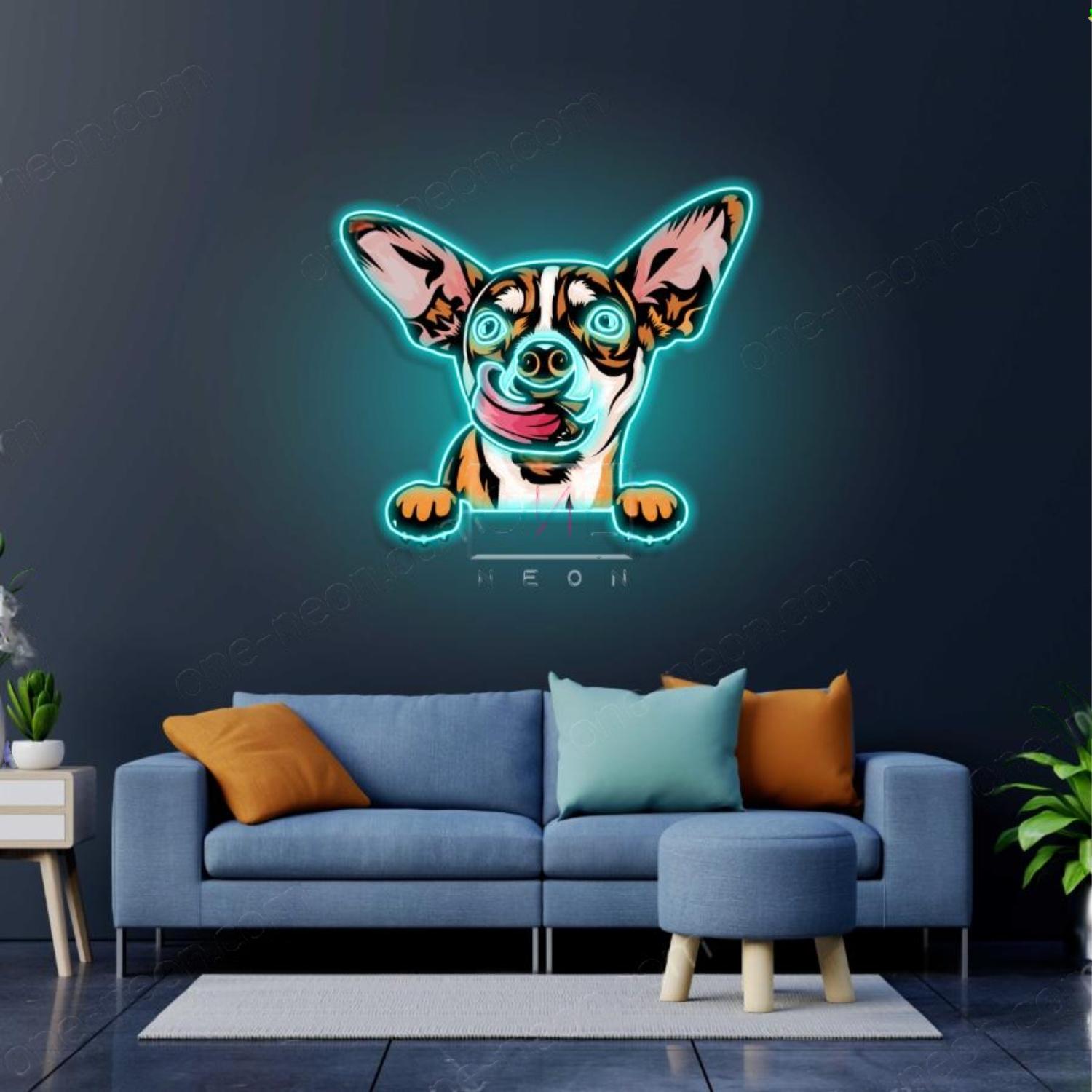 Chihuahua Cartoon Multicolor Led Neon Sign For Home Pet Shop Decor | Shineneon