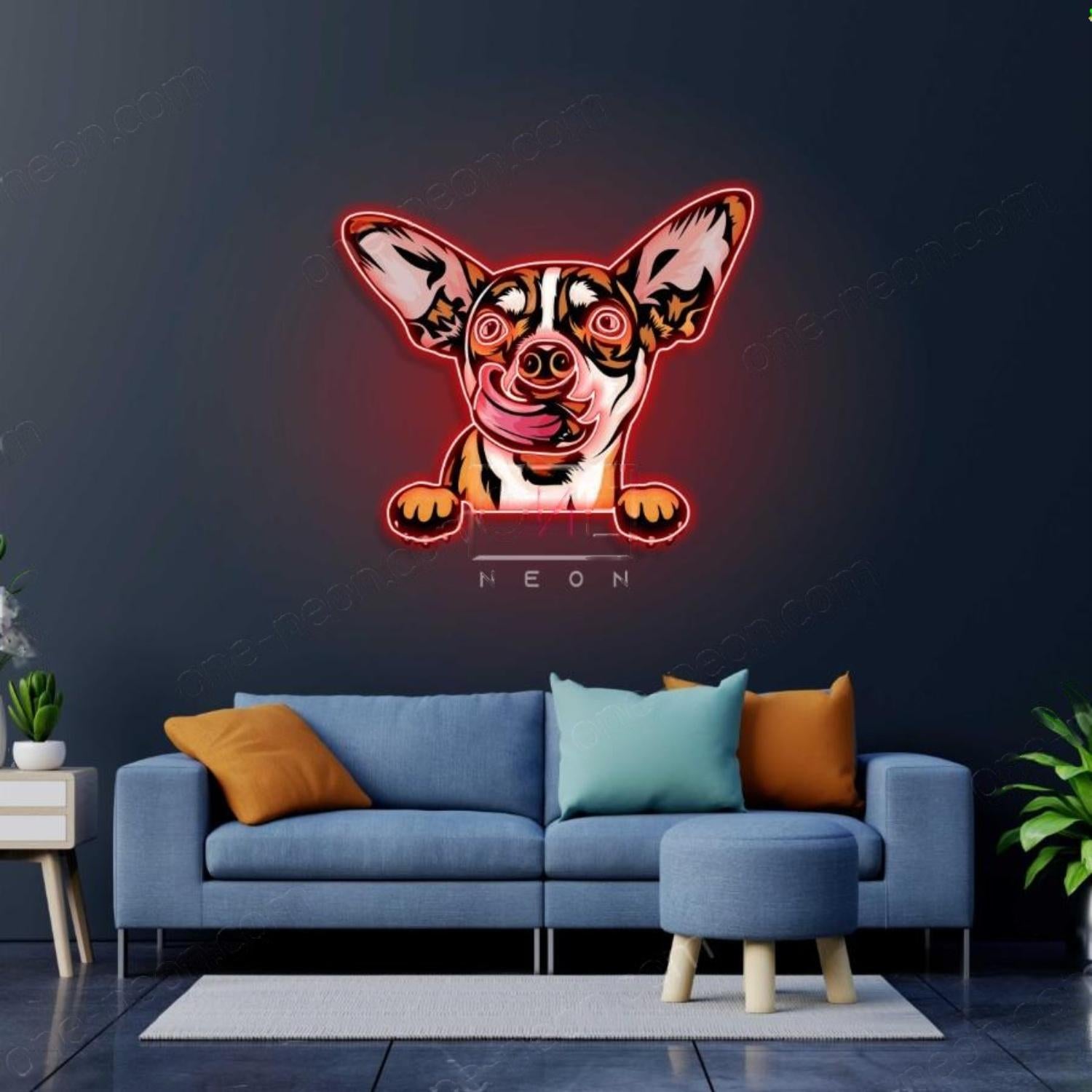 Chihuahua Cartoon Multicolor Led Neon Sign For Home Pet Shop Decor | Shineneon