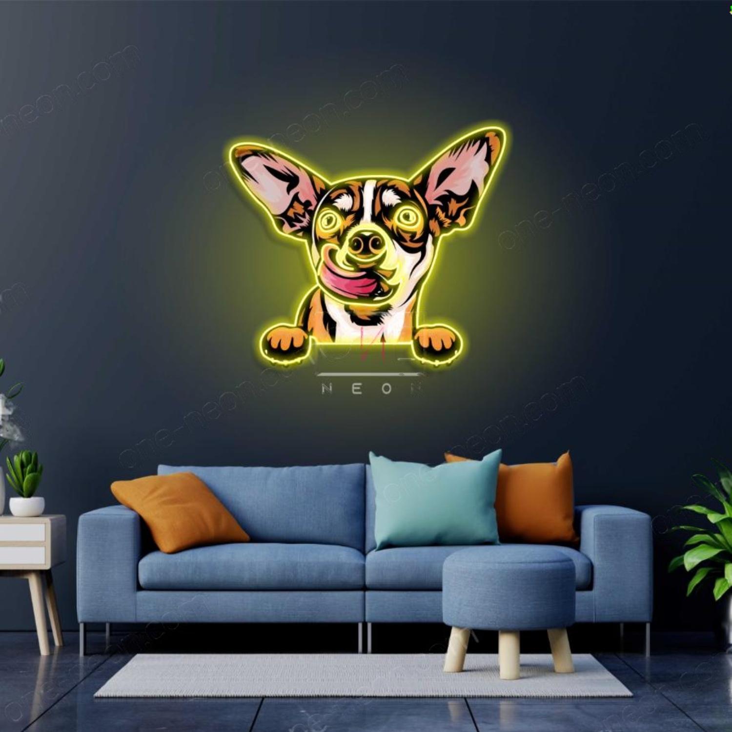 Chihuahua Cartoon Multicolor Led Neon Sign For Home Pet Shop Decor | Shineneon