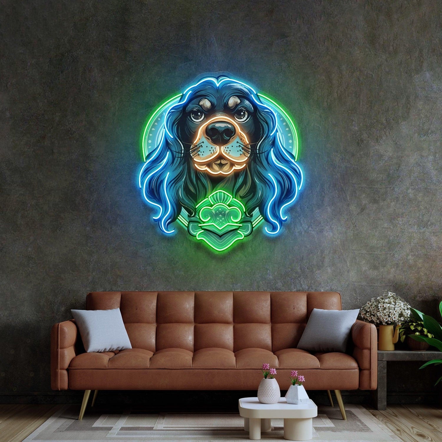Chihuahua Dog Blue Green Orange Uv Printed Led Neon Sign For Wall Art Decor | Shineneon
