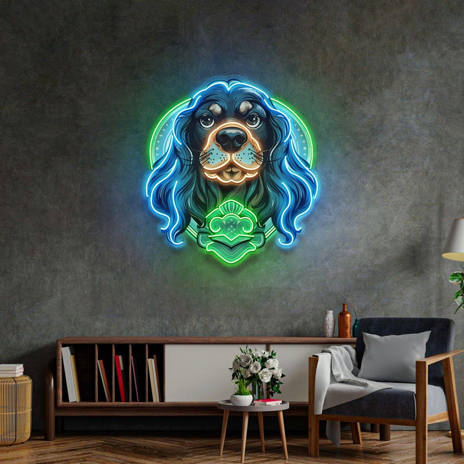 Chihuahua Dog Blue Green Orange Uv Printed Led Neon Sign For Wall Art Decor | Shineneon