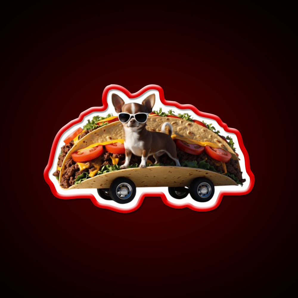 Chihuahua In A Taco Mobile Crazy Taco Led Neon Sign Wall Light Rgb Color - Shineneon