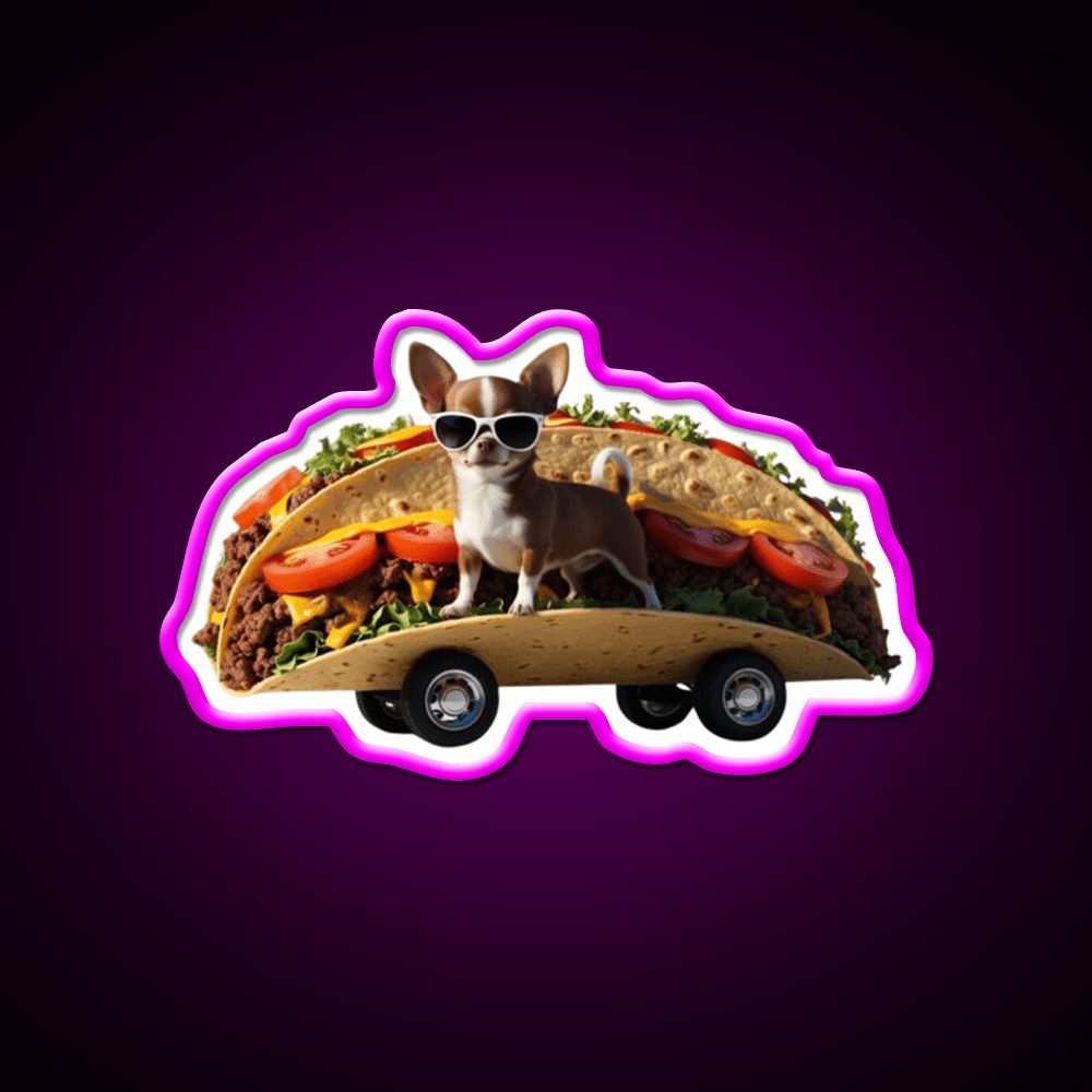 Chihuahua In A Taco Mobile Crazy Taco Led Neon Sign Wall Light Rgb Color - Shineneon