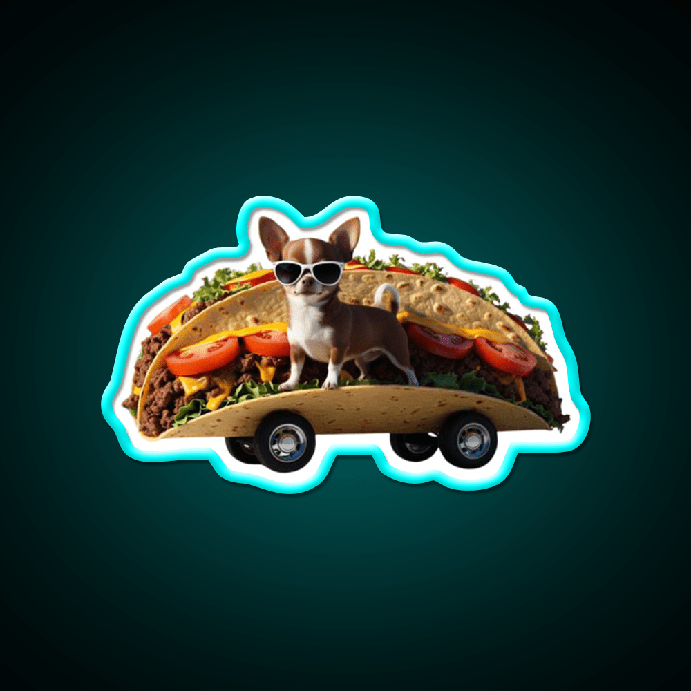 Chihuahua In A Taco Mobile Crazy Taco Led Neon Sign Wall Light Rgb Color - Shineneon