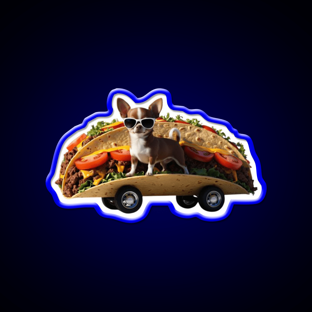 Chihuahua In A Taco Mobile Crazy Taco Led Neon Sign Wall Light Rgb Color - Shineneon