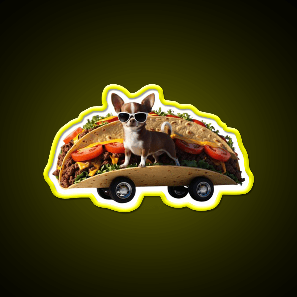 Chihuahua In A Taco Mobile Crazy Taco Led Neon Sign Wall Light Rgb Color - Shineneon