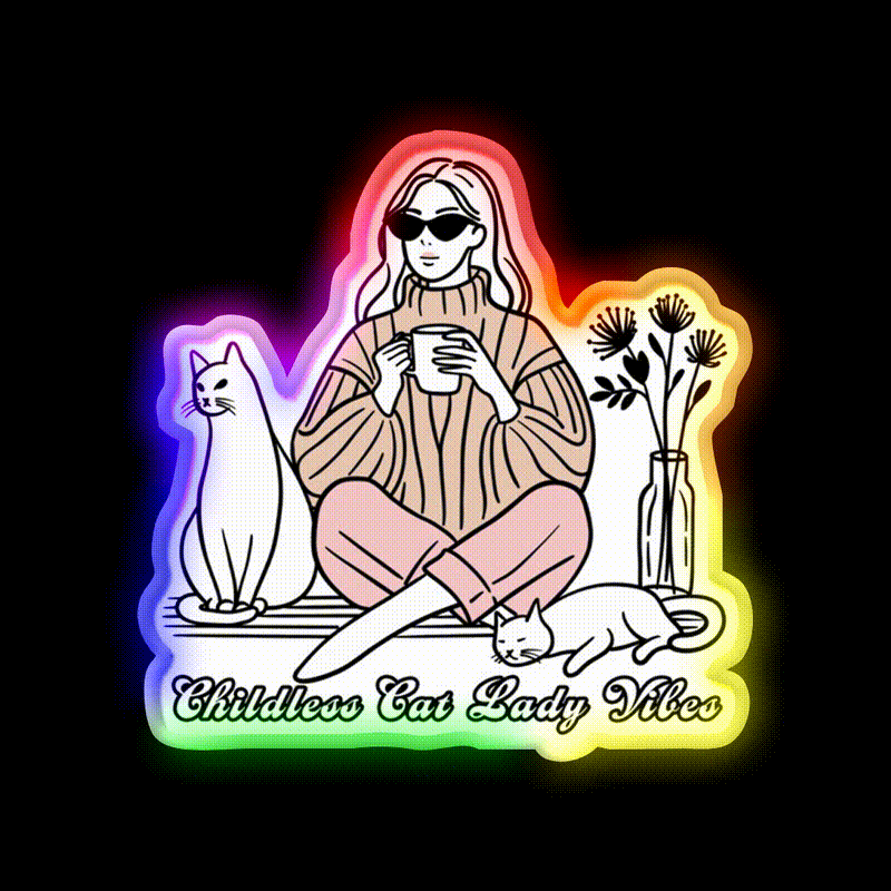 Childless Cat Lady Vibes Cafe Led Neon Sign Espresso Bar Art Rgb Color