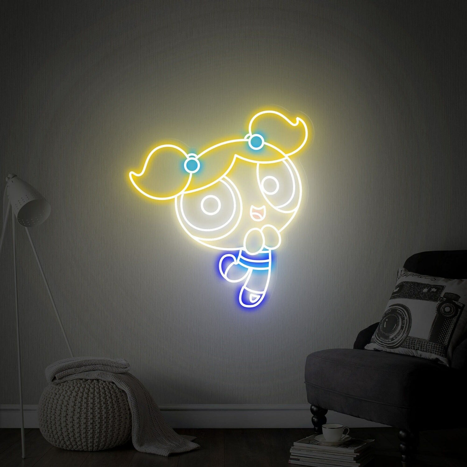 Childs Power Puff Girls Bubbles Led Neon Sign Wall Decor | Shineneon