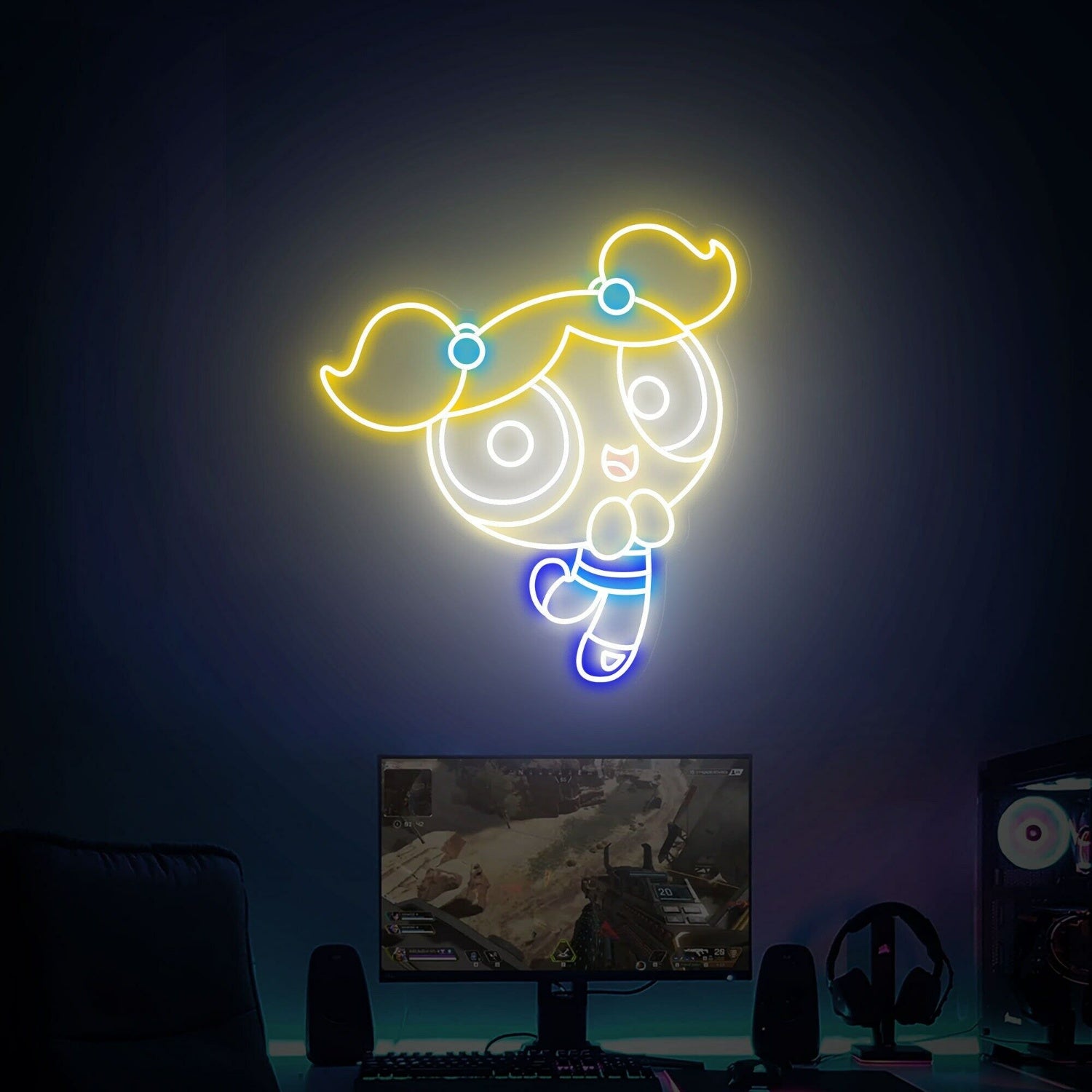 Childs Power Puff Girls Bubbles Led Neon Sign Wall Decor - Shineneon