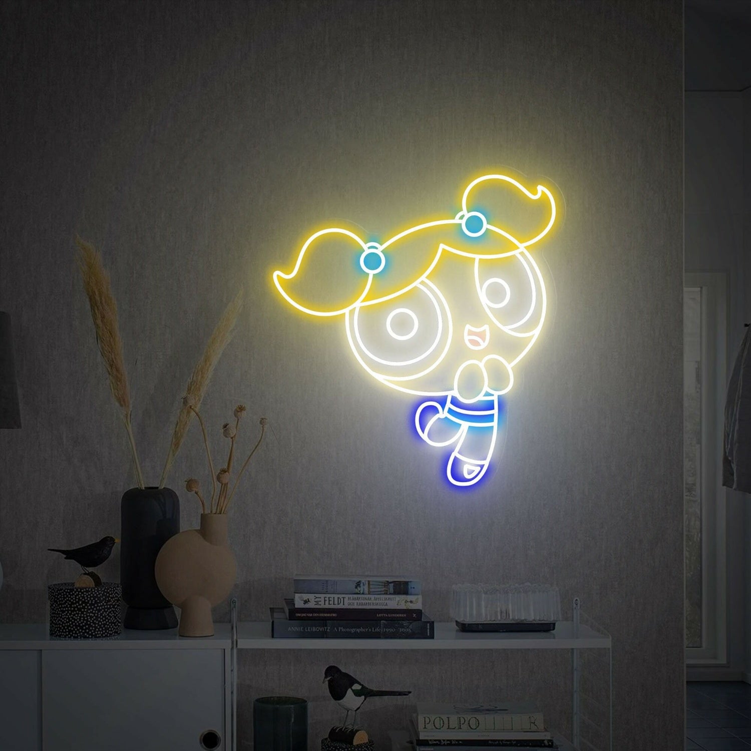 Childs Power Puff Girls Bubbles Led Neon Sign Wall Decor - Shineneon
