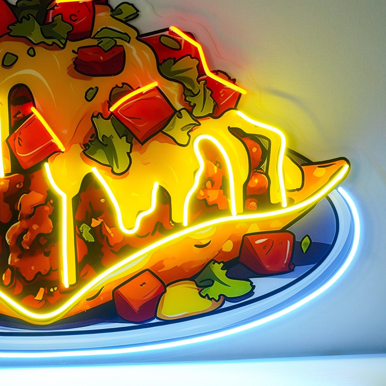 Chili Cheese Nachos Vibrant Uv Printed Led Neon Sign Restaurant Home Decor | Shineneon
