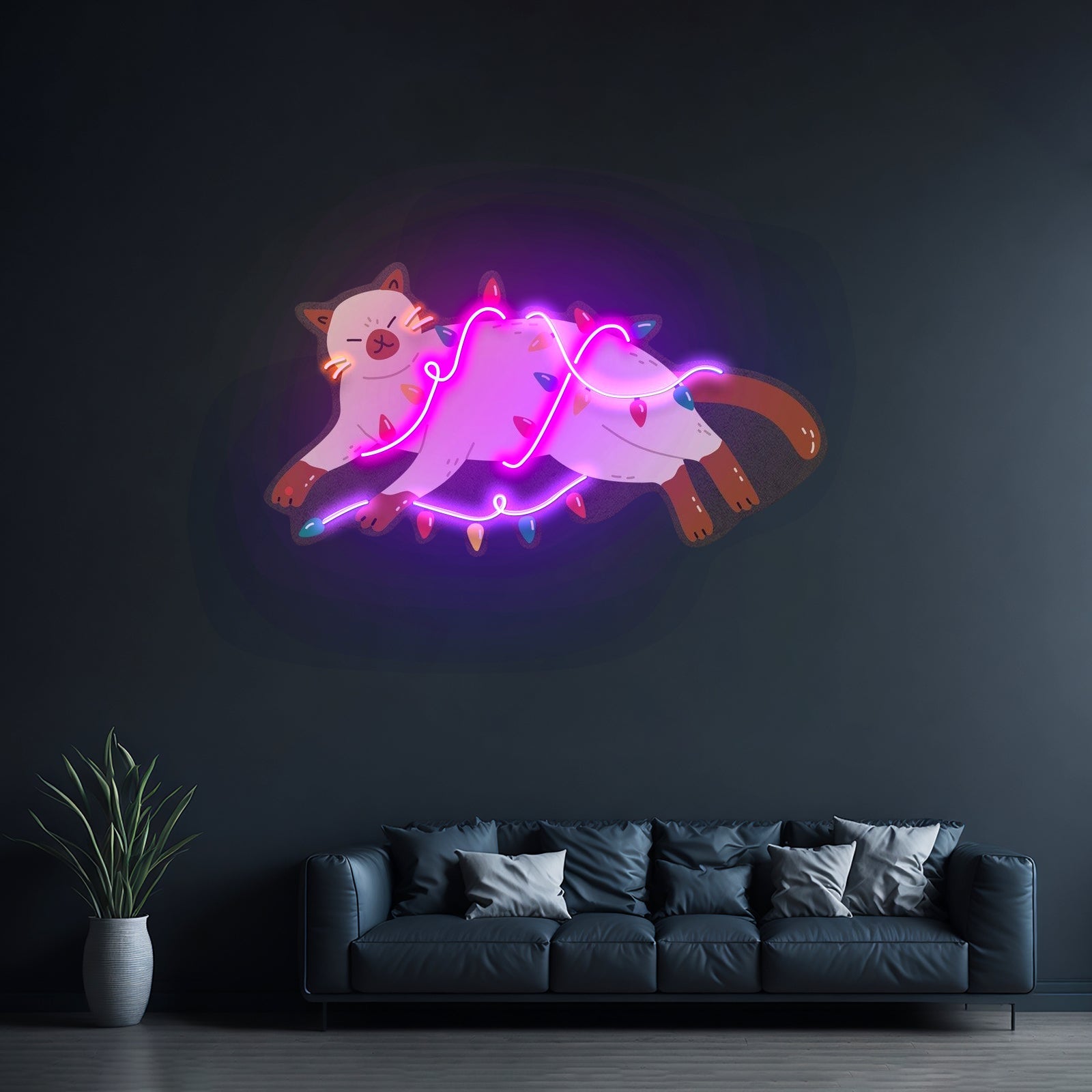 Chill Cat Christmas Neon Sign - Shineneon