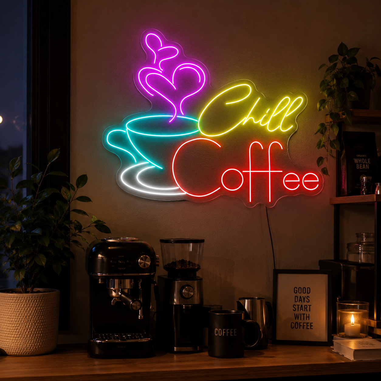 Chill Coffee LED Neon Sign - 03 Real Lifestyle Scene